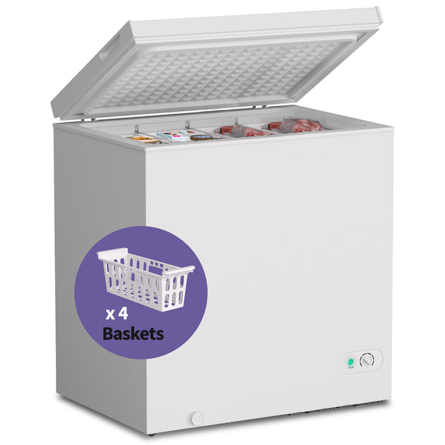 Small Chest Freezer 3.5 Cu.Ft, Mini Deep Freezer with Removable Wire Basket  & Adjustable Thermostat Control, White
