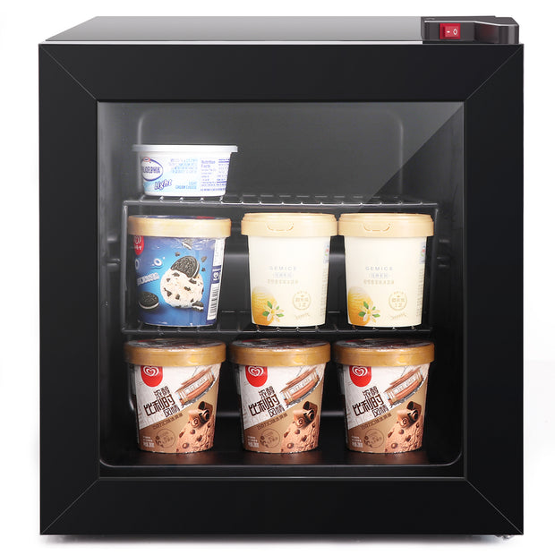 Northair 1.1 Cu Ft Countertop Display Freezer, Glass Door Mini Upright Freezer with 7 Temperature Settings & 2 Adjustable Shelves, Perfect for Ice Cream, Liquor, Bars & Home Use