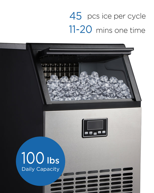 E EUHOMY IM-06S, 26 lbs in 24 Hours, Self-Clean, Countertop Ice Maker -  Silver