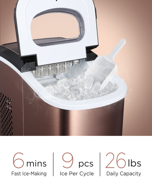 40LBS/24H Portable Ice Maker Countertop Ice Machine with Top Inlet