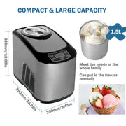 Northair Automatic Ice Cream Maker 1.6 Quart Capacity Stainless Steel, with Built-in Compressor, no pre-Freezing
