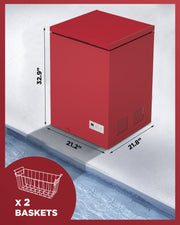 Northair 3.5 Cu.ft Low Temperature Freezer 14 °Fto -40w°F with Removable Basket,Free Standing Compact Fridge Freezer for Home/Kitchen/Office/Bar, Red